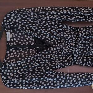 Calvin Klein B/W Polka Dot CONSERVATIVE Gorgeous Maxi Dress 10